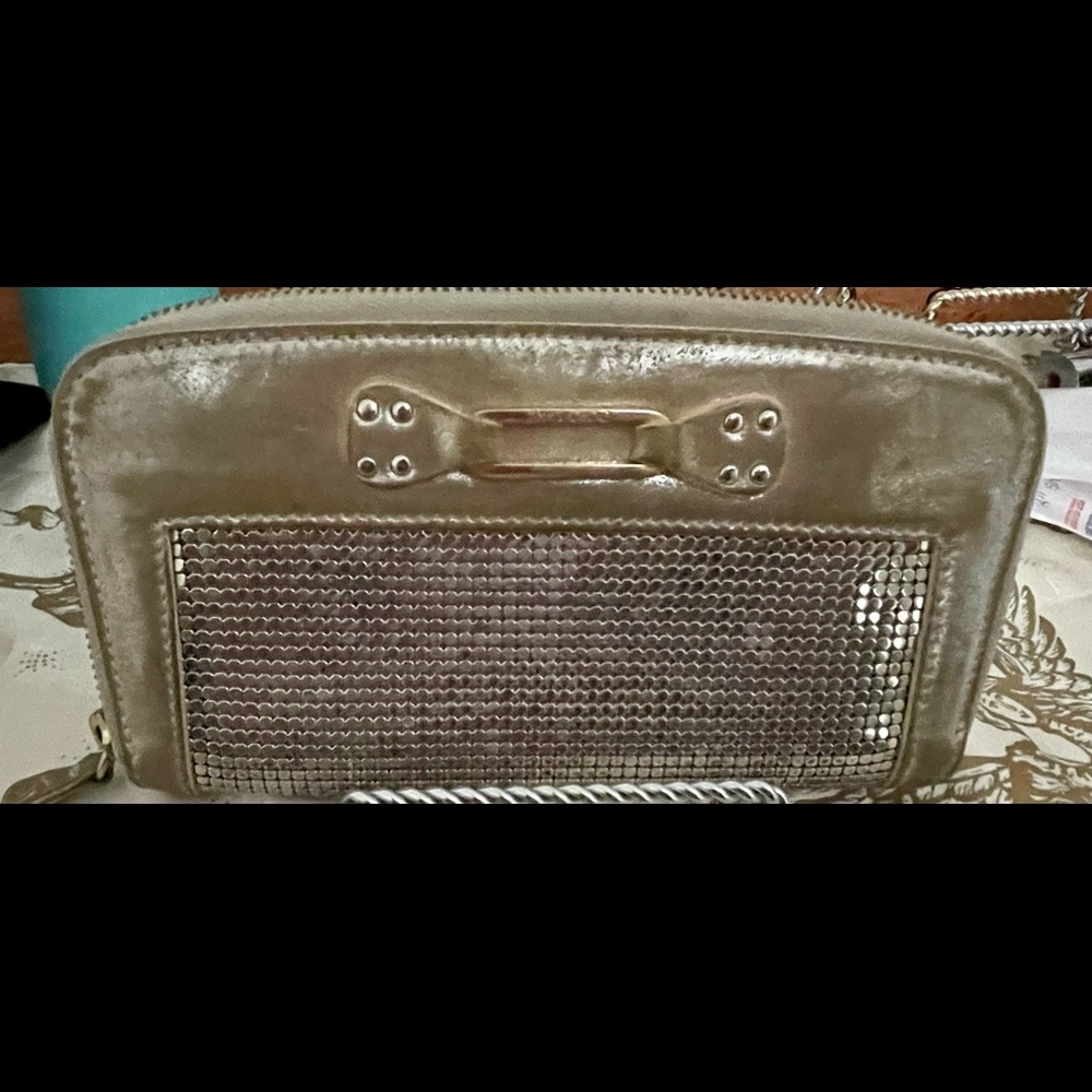 Vintage Jimmy Choo Gold Mesh and Leather Wallet. Pre Loved Zip Around Wallet.